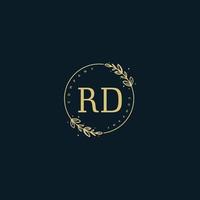 Initial RD beauty monogram and elegant logo design, handwriting logo of initial signature, wedding, fashion, floral and botanical with creative template. vector