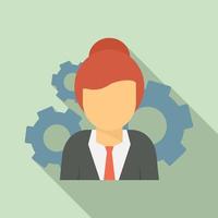 Woman managing skills icon, flat style vector