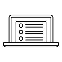 Laptop inventory list icon, outline style vector