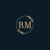 Initial RM beauty monogram and elegant logo design, handwriting logo of initial signature, wedding, fashion, floral and botanical with creative template. vector