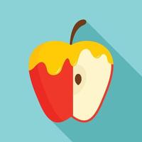 Honey on red apple icon, flat style vector