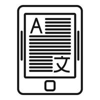 Tablet translator icon, outline style vector