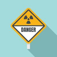 Danger radiation zone sign icon, flat style