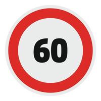 Maximum speed limit icon, flat style. vector