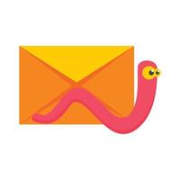 Mail virus worm icon, flat style vector