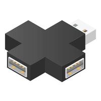 icono de hub usb cruzado, estilo isométrico vector