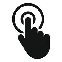 icono de clic de cursor de mano, estilo negro simple vector