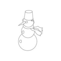 icono de muñeco de nieve, estilo de esquema vector