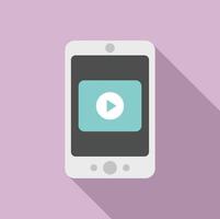 Smartphone video lesson icon, flat style vector