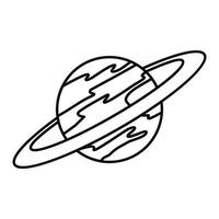 Saturn planet icon, outline style vector