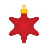 Red star xmas toy icon, flat style vector