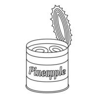 Pineapple tin can icon, outline style vector