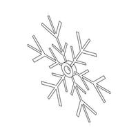 icono de copo de nieve, estilo de esquema vector