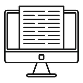 icono de editor de computadora moderno, estilo de esquema vector