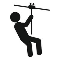 Zip line icon, simple style vector