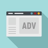 Web page adv icon, flat style vector