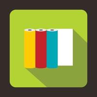 Rolls of colored paper icon, flat style vector