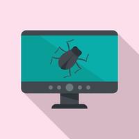 Computer bug icon, flat style vector