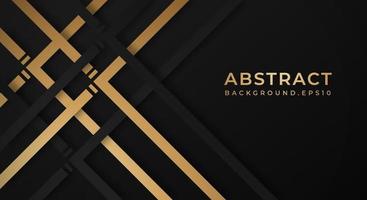 Abstract Dark Black 3D Background with Gold and Black Lines Paper Cut Style Textured. Usable for Decorative web layout, Poster, Banner, Corporate Brochure and Seminar Template Design vector