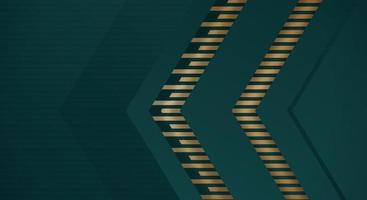 Abstract Dark Green Background with Gold Line Arrow Direction Geometric Triangle Design Modern Futuristic