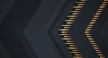 Abstract Dark Navy Black Background with Gold Line Arrow Direction Geometric Triangle Design Modern Futuristic vector