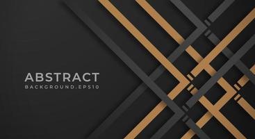 fondo 3d negro oscuro abstracto con líneas doradas estilo de corte de papel texturizado. utilizable para diseño web decorativo, afiche, pancarta, folleto corporativo y diseño de plantilla de seminario vector