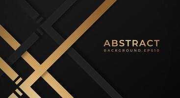 Abstract Dark Black 3D Background with Gold and Black Lines Paper Cut Style Textured. Usable for Decorative web layout, Poster, Banner, Corporate Brochure and Seminar Template Design vector