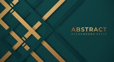 Abstract Dark Green 3D Background with Gold and Green Lines Paper Cut Style Textured. Usable for Decorative web layout, Poster, Banner, Corporate Brochure and Seminar Template Design vector