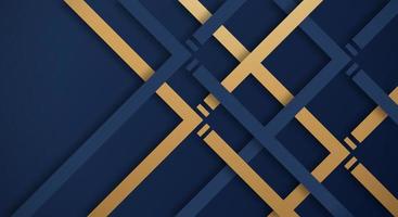 Abstract Dark Blue 3D Background with Gold and Blue Lines Paper Cut Style Textured. Usable for Decorative web layout, Poster, Banner, Corporate Brochure and Seminar Template Design vector