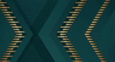 Abstract Dark Green Background with Gold Line Arrow Direction Geometric Triangle Design Modern Futuristic vector