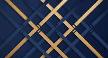 Abstract Dark Blue 3D Background with Gold and Blue Lines Paper Cut Style Textured. Usable for Decorative web layout, Poster, Banner, Corporate Brochure and Seminar Template Design vector