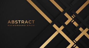 Abstract Dark Black 3D Background with Gold and Black Lines Paper Cut Style Textured. Usable for Decorative web layout, Poster, Banner, Corporate Brochure and Seminar Template Design vector