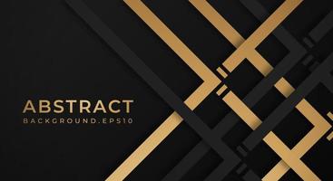 Abstract Dark Black 3D Background with Gold and Black Lines Paper Cut Style Textured. Usable for Decorative web layout, Poster, Banner, Corporate Brochure and Seminar Template Design vector