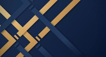 Abstract Dark Blue 3D Background with Gold and Blue Lines Paper Cut Style Textured. Usable for Decorative web layout, Poster, Banner, Corporate Brochure and Seminar Template Design vector