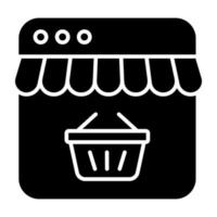 Basket inside smartphones, icon of online shopping vector