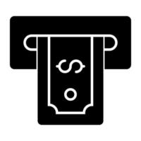 Conceptual solid design icon of money withdrawal vector