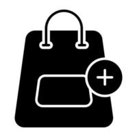 Filled design icon of add to bag vector