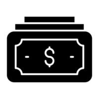 Banknote icon, solid design of paper currency vector