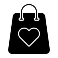 Glyph design icon of favorite shopping vector