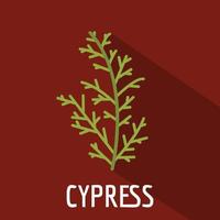 Cypress leaf icon, flat style vector