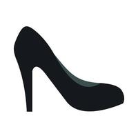 Black high heel shoe icon, flat style vector