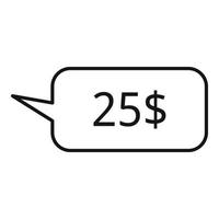 25 dollar price chat icon, outline style vector