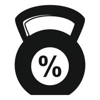 Kettlebell percent online loan icon, simple style vector