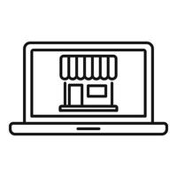 Online street shop icon, outline style vector