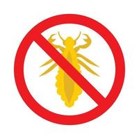 Prohibition sign insects icon, flat style vector
