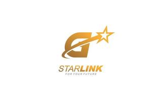 G logo star for branding company. letter template vector illustration for your brand.