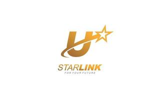 U logo star for branding company. letter template vector illustration for your brand.