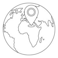 Navigation earth icon, outline style. vector