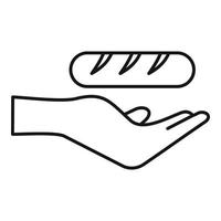 Hand take donate bread icon, outline style vector