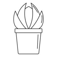 icono de maceta de cactus de casa, estilo de contorno vector